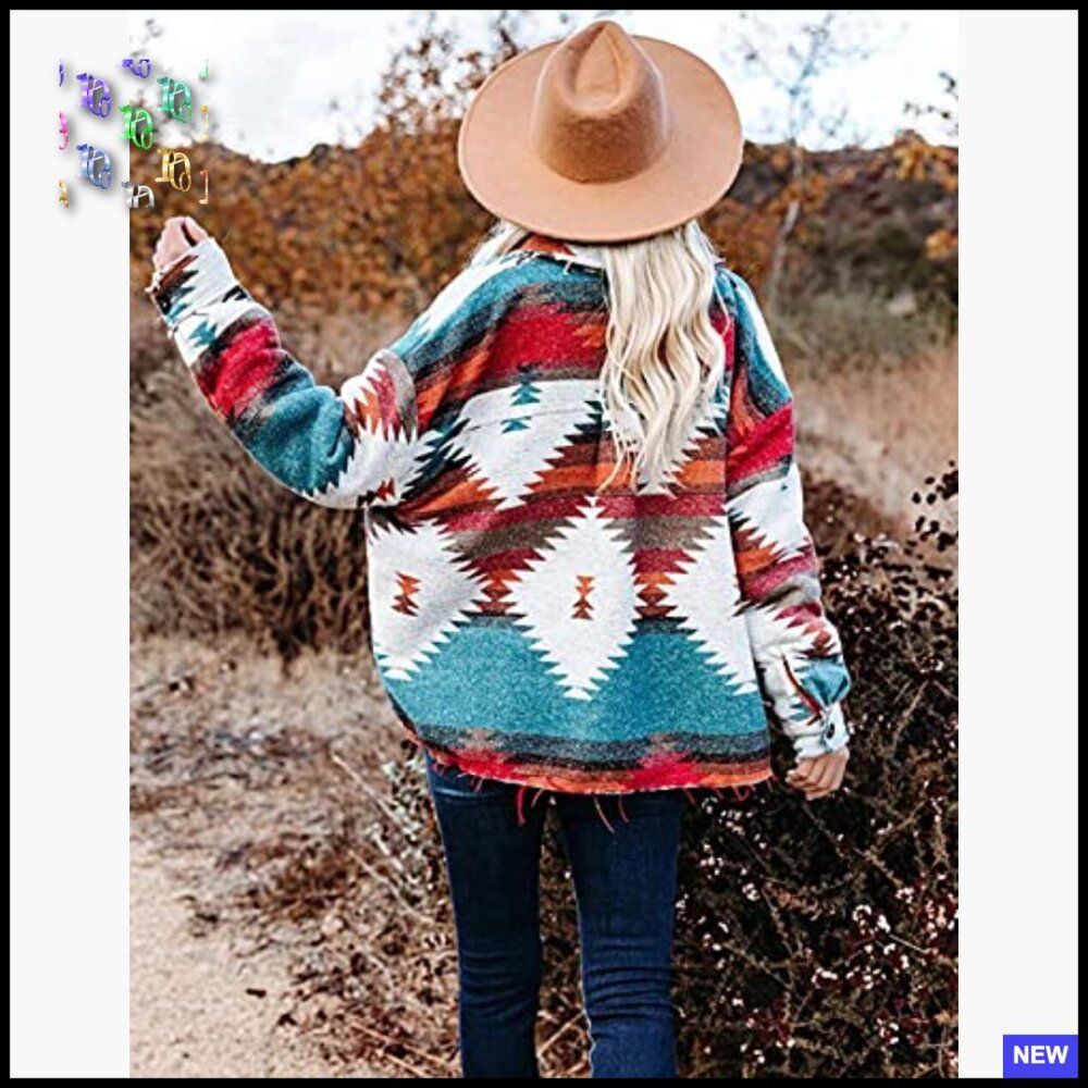 Aztec Print Shacket Western Button Down Lightweig… - image 6
